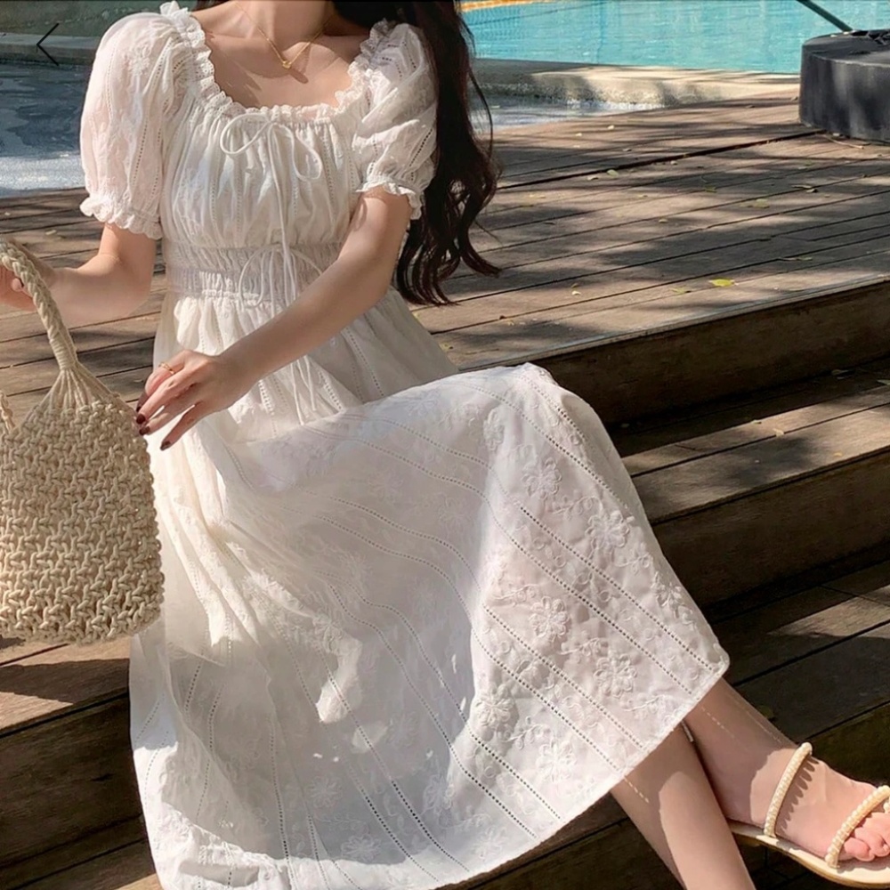NWT White Milkmaid Cottagecore White Midi Dress